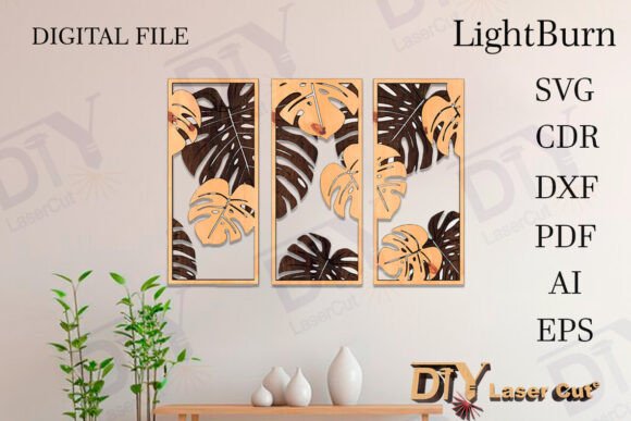 3 paneles de hojas tropicales para decoración de pared