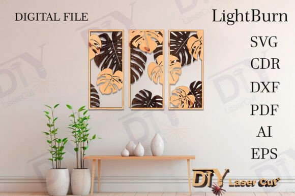 3 paneles de hojas tropicales para decoración de pared - Imagen 2