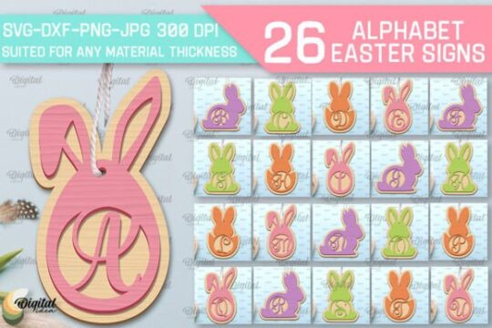 Paquete de letreros de Pascua con el alfabeto