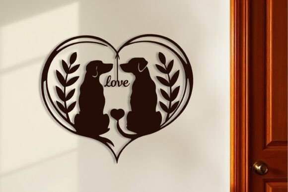 Arte de pared de perro enamorado para San Valentín