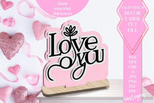 Adorno de San Valentín con texto «Te amo»