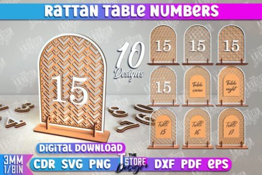 Paquete de números de mesa