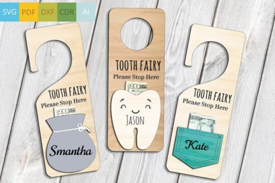 Colgador de puerta con forma de hada de los dientes para dinero