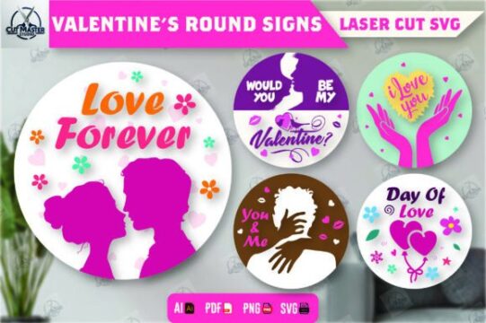 Paquete de letreros redondos para San Valentín