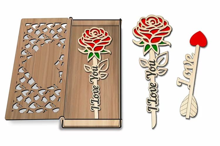 Caja de regalo para el día de San Valentín con flecha de amor y rosas románticas - Imagen 3