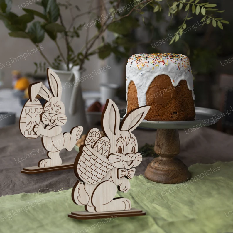 Decoración de mesa de pie con conejo - Imagen 3