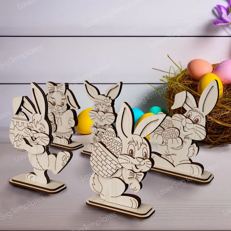 Decoración de mesa de pie con conejo - Imagen 4