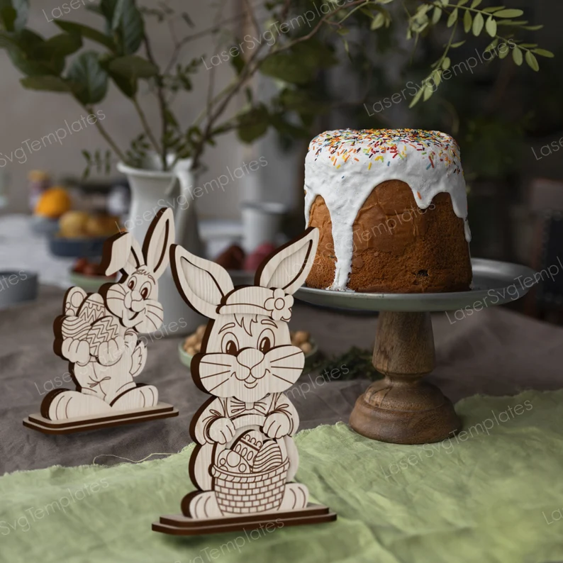 Decoración de mesa de pie con conejo - Imagen 2