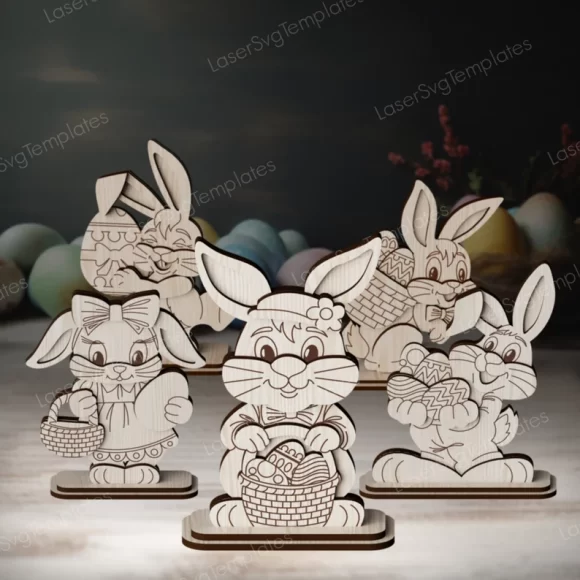 Decoración de mesa de pie con conejo