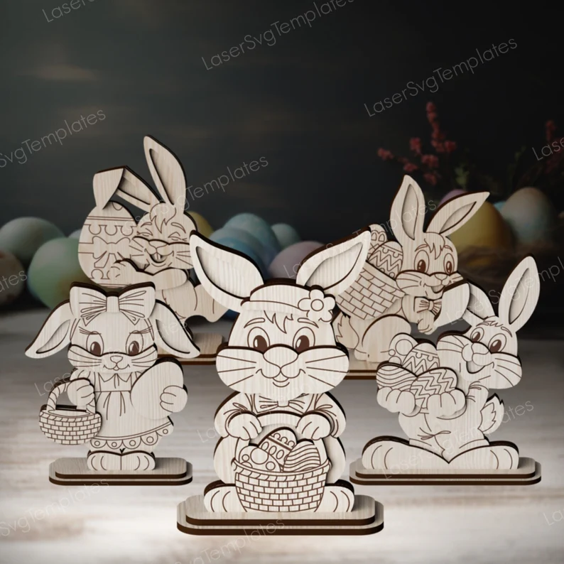 Decoración de mesa de pie con conejo