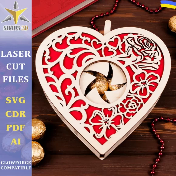 Caja de regalo con forma de corazón de San Valentín