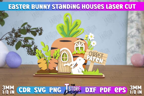 Paquete de casas de pie con forma de conejo de Pascua - Imagen 3