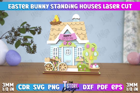 Paquete de casas de pie con forma de conejo de Pascua - Imagen 5