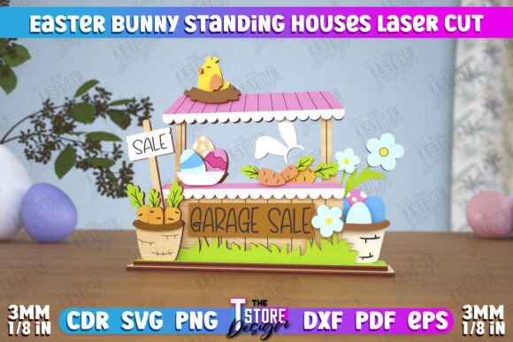 Paquete de casas de pie con forma de conejo de Pascua - Imagen 7
