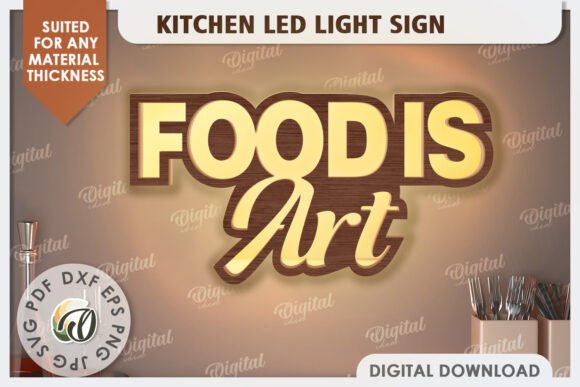 Paquete de letreros de luz LED para cocina - Imagen 5