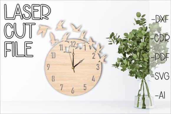 Reloj de pared con pájaros volando