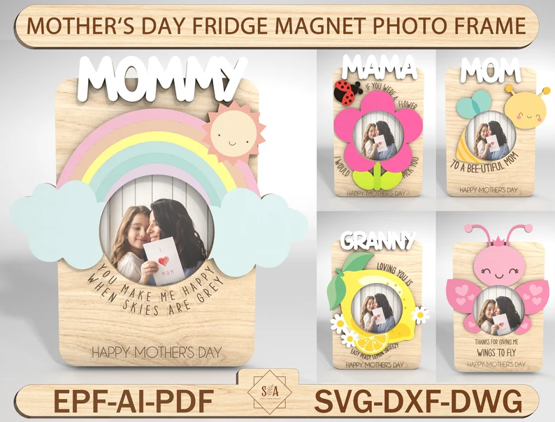 Marco de fotos del imán del refrigerador del día de la madre
