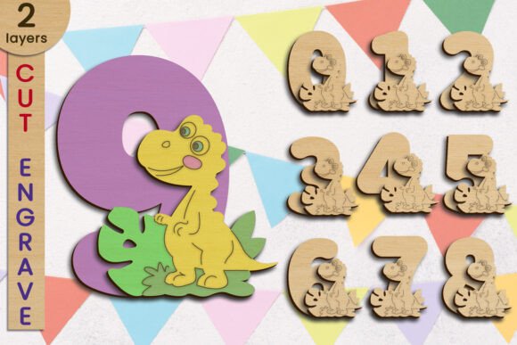 Adorno para tarta de dinosaurio con números de cumpleaños