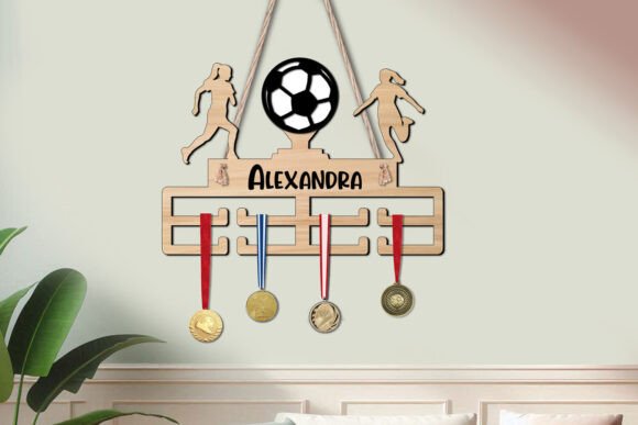 Colgador de medallas de fútbol femenino