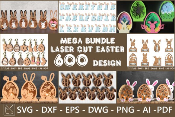 Mega paquete de Pascua cortado con láser con 600 diseños