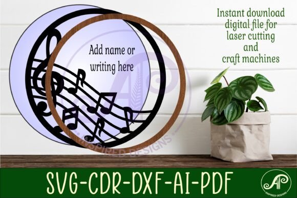 Arte de pared con nombre personalizado en capas musicales - Imagen 3