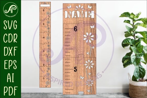Tabla de altura para niños con diseño de flores de vid imperial