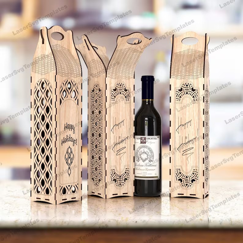 Paquete de 6 cajas de regalo para botellas de vino - Imagen 3