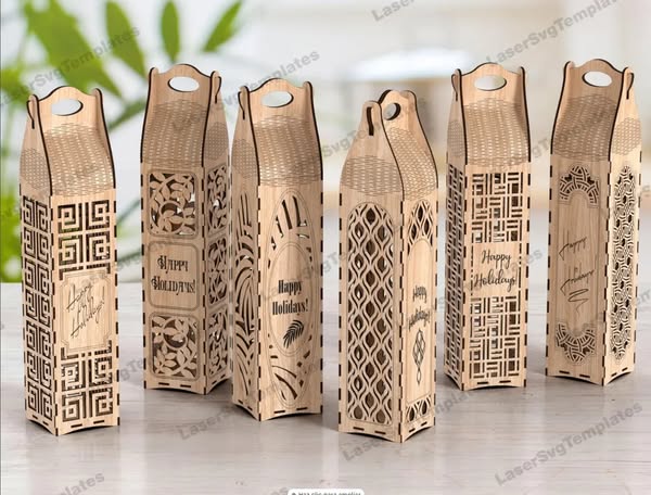 Paquete de 6 cajas de regalo para botellas de vino - Imagen 4