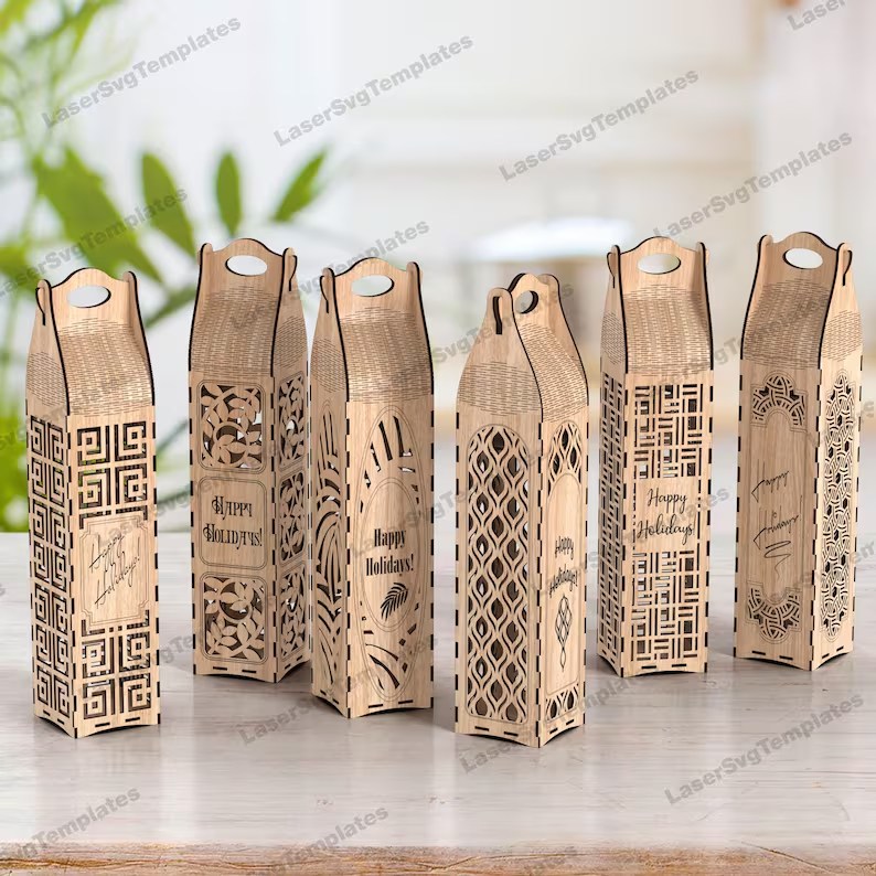 Paquete de 6 cajas de regalo para botellas de vino - Imagen 5