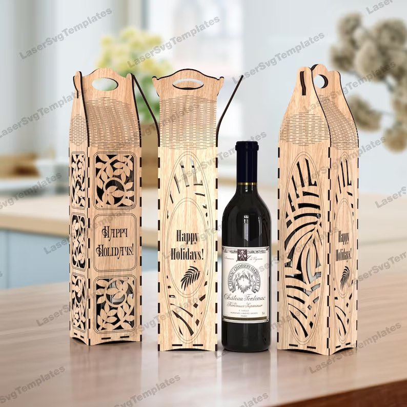 Paquete de 6 cajas de regalo para botellas de vino - Imagen 7