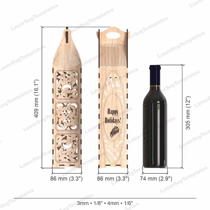 Paquete de 6 cajas de regalo para botellas de vino - Imagen 2