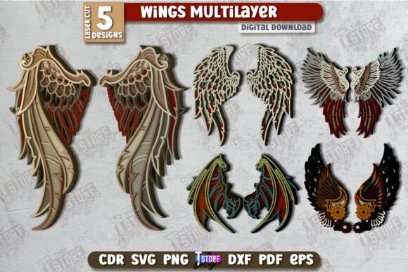 Paquete de alas de ángel multicapa