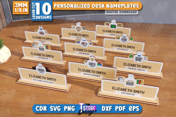 Paquete de placas de identificación para escritorio