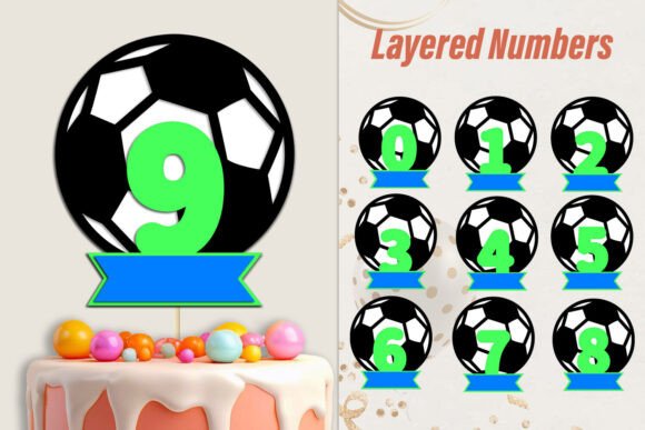 Adorno para tarta de cumpleaños con números de fútbol