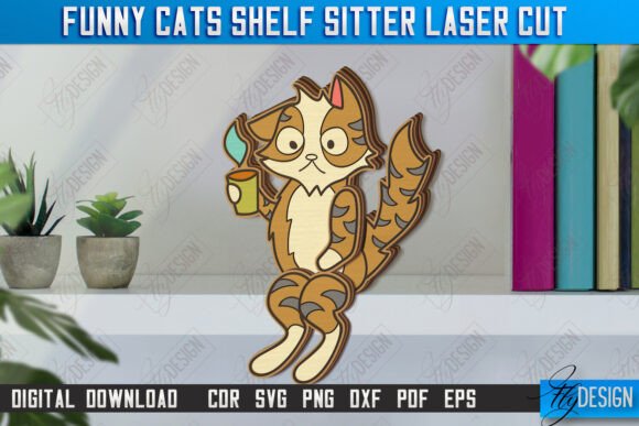 Set de gatos divertidos para colocar en estanterías - Imagen 3