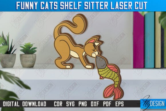 Set de gatos divertidos para colocar en estanterías - Imagen 5