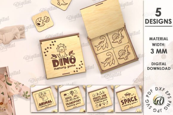 Paquete de cajas de juegos de memoria para niños