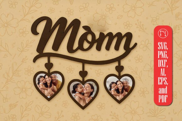 Paquete de marcos de fotos colgantes con forma de corazón para mamá - Imagen 2
