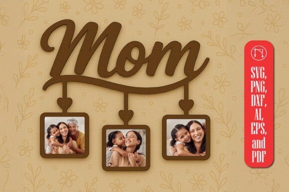 Paquete de marcos de fotos colgantes con forma de corazón para mamá - Imagen 3
