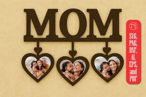 Paquete de marcos de fotos colgantes con forma de corazón para mamá - Imagen 5