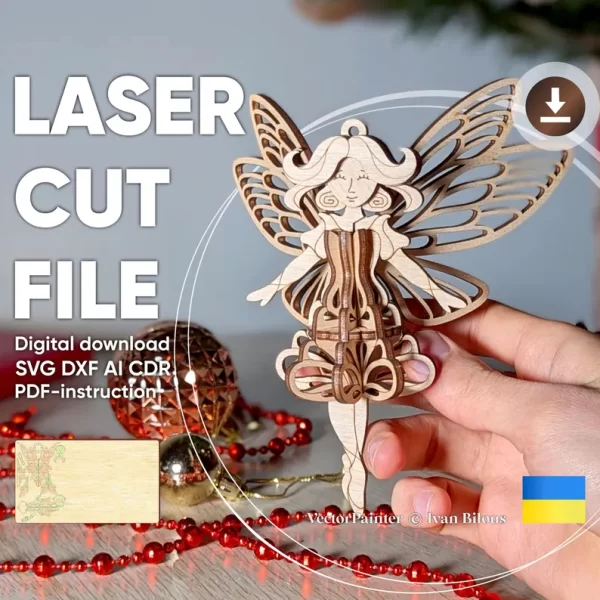 Adorno de hada con alas de mariposa 3d