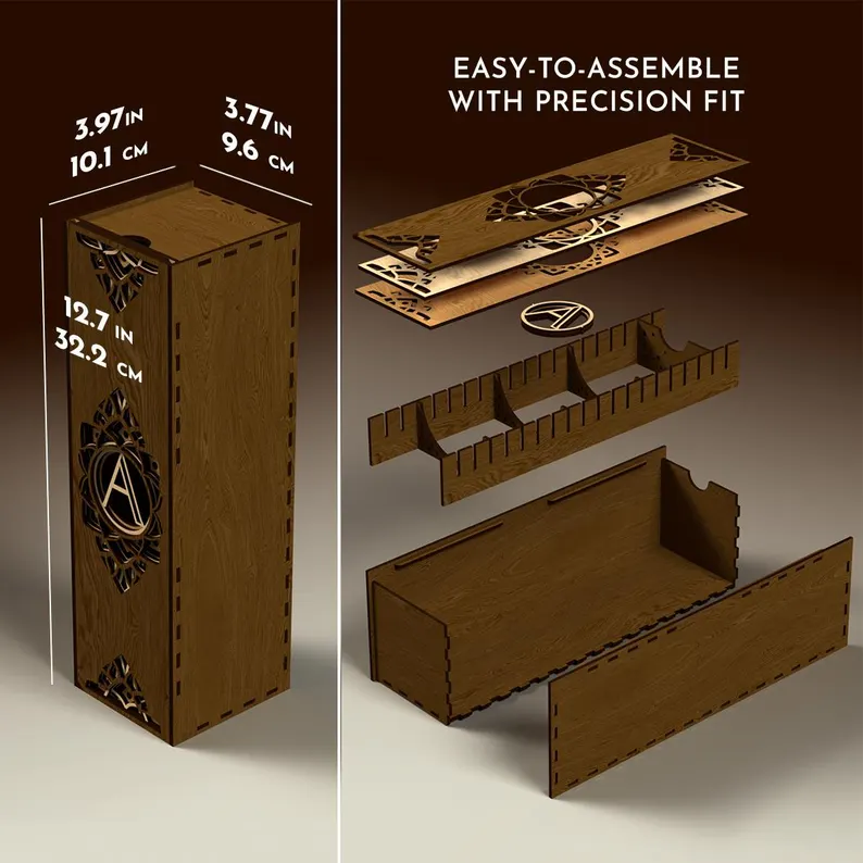 Paquete de caja de regalo de madera con monograma para botella de vino - Imagen 8