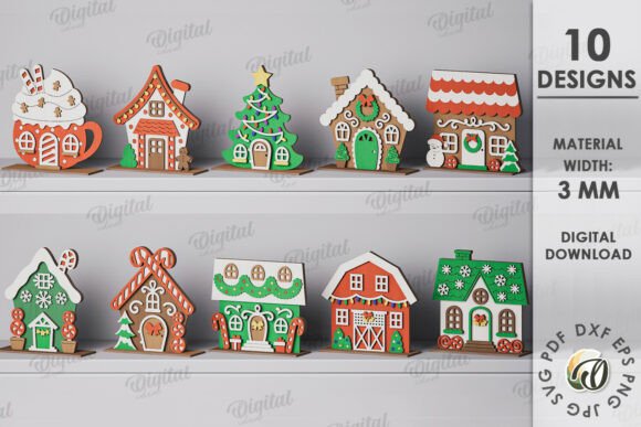 Paquete de casas navideñas