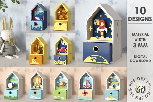 Paquete de cajas de casas para niños