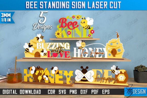 Letreros de abejas en pie