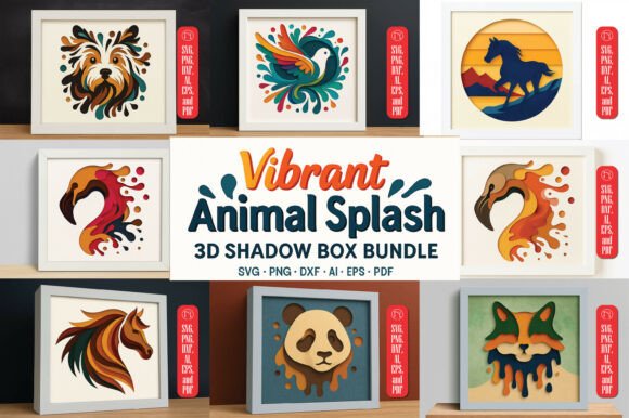 Paquete de cajas de sombras de animales 3D multicapa