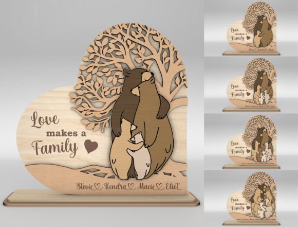 Letrero personalizado de familia de osos