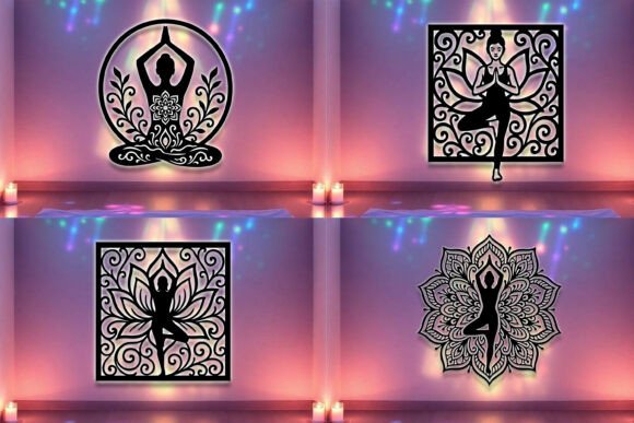 Paquete de arte mural con letrero de yoga - Imagen 3