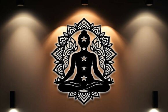 Paquete de arte mural con letrero de yoga - Imagen 7