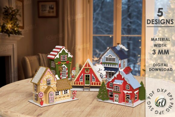 Paquete de casas navideñas